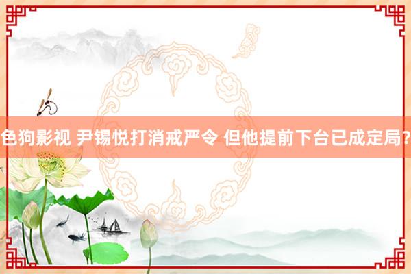 色狗影视 尹锡悦打消戒严令 但他提前下台已成定局？